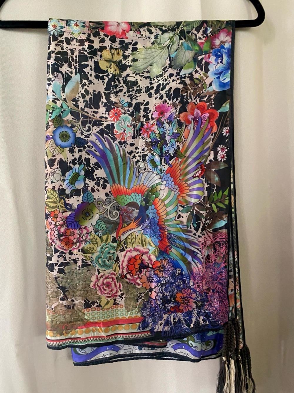 Johnny Was- Dreamer Floral Silk Scarf with Tassels - Women Accessories - Picture 4 of 5